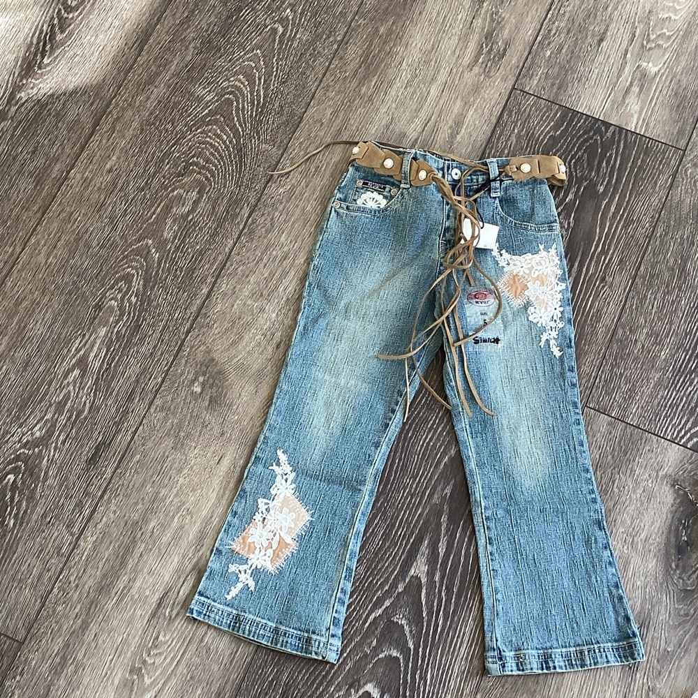 Revolt Jeans Kids Blue Embroidered Bottoms